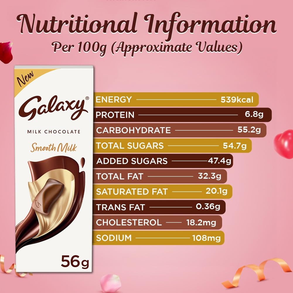 Galaxy Silky Smooth Milk Chocolate Bar | Loaded with the Goodness of Milk and Cocoa | Imported Smooth Chocolate | 56 g | Pack of 8