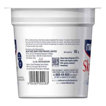 Milky Mist Skyr High Protein Plain Yoghurt, 100 g