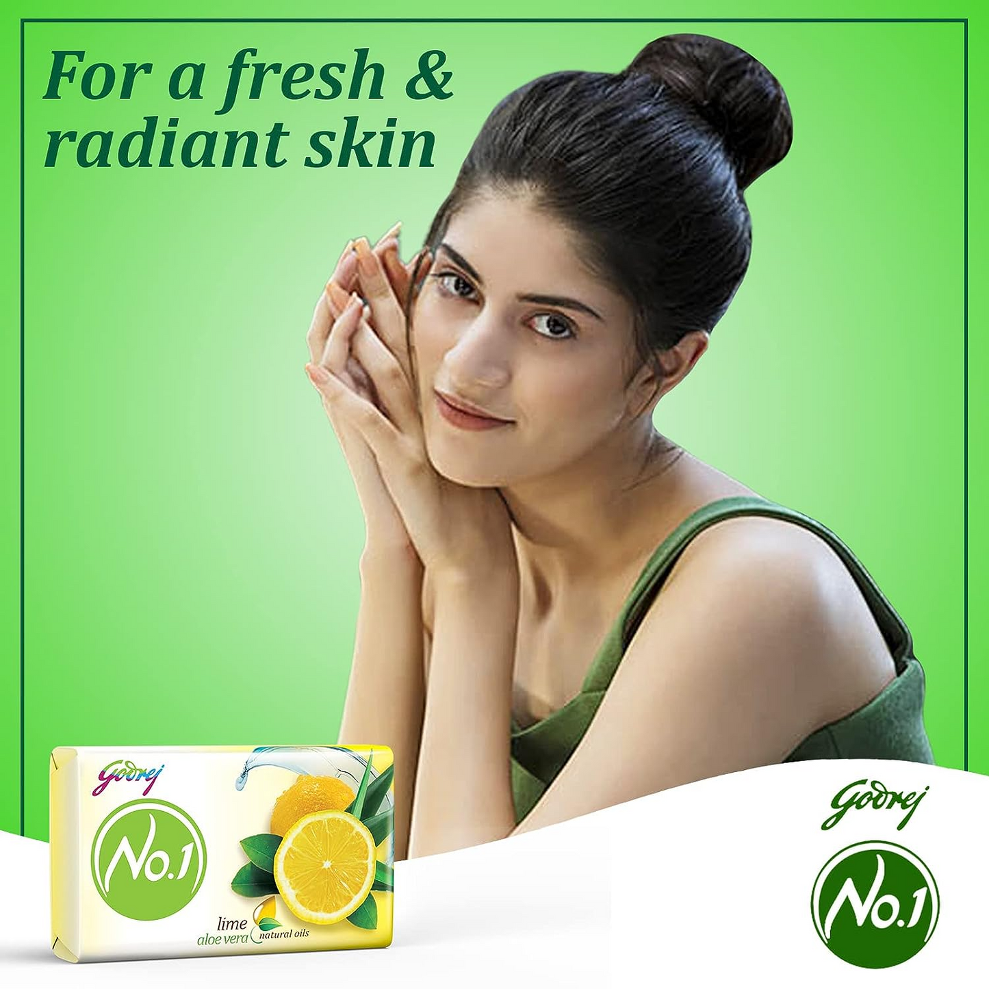 Godrej No.1 Lime & Aloe Vera Soap - Pack of 4 (150g each) - High TFM (Grade 1 Soap) | Soaps For Bath | Long-Lasting Fragrance