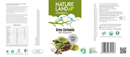 Natureland Organics Green Cardamom 75 Gm - Organic Hari Elaichi