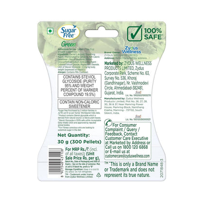 Sugar Free Green Stevia, 300 Pellets  | 100% Natural Meethi Tulsi (Stevia) leaves| Sweet like Sugar but with zero calories | 30g