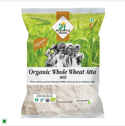 24 Mantra Organic Whole Wheat Atta, 5 kg Pouch