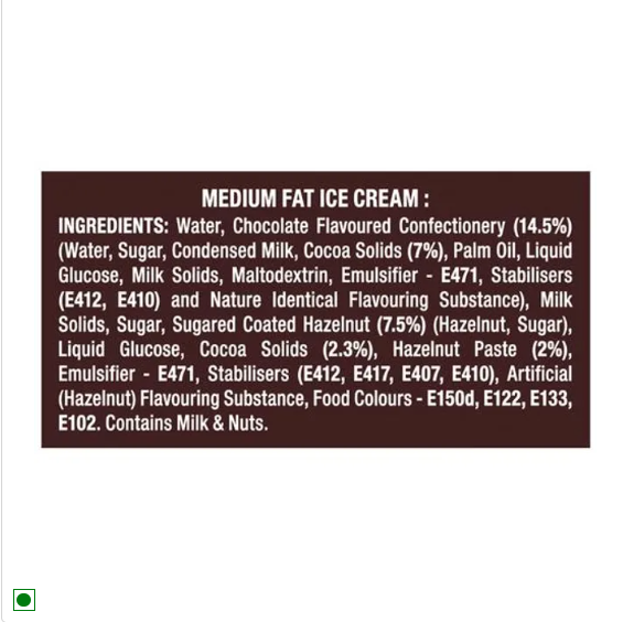 kwality walls Hazelnut Chocolate Ice Cream, 500 ml Tub